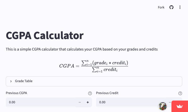 CGPA Calculator